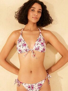 Cute Wild Fable two piece bikini set in Ivory with tiny Pink Red floral print XL